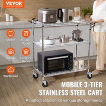VEVOR 3-Tier Utility Cart Rolling Cart on Wheels 35&quot;x18&quot;x35.5&quot; 661 LBS 6... - £71.42 GBP
