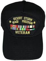 Desert Storm Iraqi Freedom Veteran with Campaign Ribbons Cap - Black HAT... - £14.21 GBP