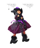 24&quot; Halloween Witch with Purple Dress and Polka Dot Hat, Party Decor Wre... - $56.23