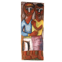 Sculpté Bois Garçon &amp; Fille Peint Mural Art 28 1/4 X10 3/4 - €409,57 EUR
