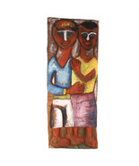 Sculpté Bois Garçon &amp; Fille Peint Mural Art 28 1/4 X10 3/4 - $635.04 CAD