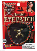Buccaneer Beauty Jeweled Eye Patch w/SKULL &amp; Crossbones Pirate Costume Accessory - £6.23 GBP
