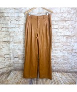 7 For All Mankind Vegan Leather Wide Leg Pleated Pants in Cognac Size Me... - $39.59