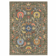 8&#39; X 11&#39; Grey Blue Pink Orange Rust Red Green And Ivory Oriental Power Loom Stai - $1,265.17