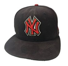 New Era Yankees MLB Hat 59fifty Size 7 5/8 Black Red Green Embroidery Vtg - $18.76