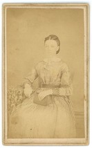 Antique Named CDV Circa 1860&#39;S Beautiful Woman Sitting Sallie Clark Garner, MO - £7.47 GBP