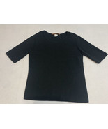 Peruvian Connection Sweater Womans Medium Black Pima Cotton Peru Snap Cl... - $29.07