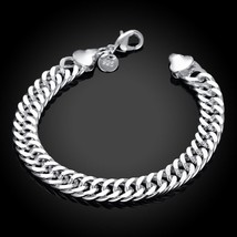 925 Sterling Silver Charm Snake Chain Bangle Womens Fashion Bracelet DLH102 - £10.14 GBP