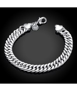 925 Sterling Silver Charm Snake Chain Bangle Womens Fashion Bracelet DLH102 - £10.40 GBP
