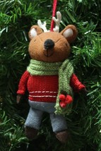 HANDCRAFTED PLUSH WOODLAND REINDEER DRESSED UP w/ SCARF CHRISTMAS TREE O... - $12.88