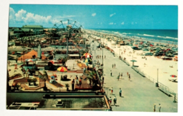 Daytona Beach Boardwalk Crowded Beach Ferris Wheel Old Cars FL Postcard c1950s - £10.21 GBP