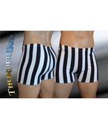 Thunderbox Nylon Spandex Mens Womens Black &amp; White Stripe Titan Shorts   - $373.64 MXN