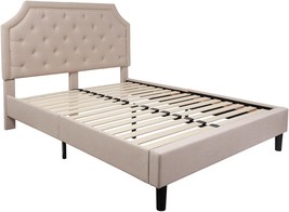 Flash Furniture Brighton Queen Size Tufted Upholstered Platform Bed In Beige - £345.07 GBP