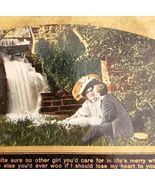 1910s Postcard Romantic Couple By Waterfall Losing My Heart Ephemera E83C - €17,13 EUR