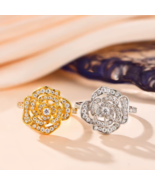 Luxury 18K 925 Sterling Silver Full Moissanite Flower Halo Earrings & Ring Set - $134.99 - $262.49
