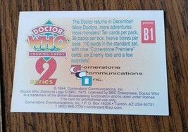 1995 Cornerstone Doctor Who Series 2  Promo Card B1 - £2.36 GBP