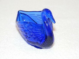 Fenton Deep Blue Glass 5” X 4&quot; Swan Trinket Bowl Guc - £15.97 GBP