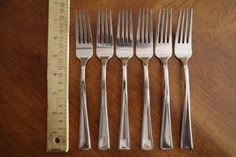Lot 6x Oneida NOBLE SALAD FORKS 7.2&quot; Stainless Glossy Beveled Outline Si... - $319.66 MXN