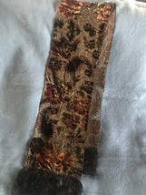 Talbots Rayon &amp; Silk Beautiful Brown Cranberry &amp; Yellow Floral Women’s Neck Scar - £15.74 GBP