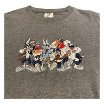 Vintage Warner Bros Sweater Mens XL Grey Looney Tunes Sports 90s Y2K Pullover - £51.19 GBP