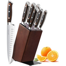 7 PCS Professional Chef Knife Set With Wooden Block Scissor and Sharpener - £46.68 GBP