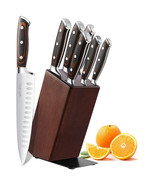 7 PCS Professional Chef Knife Set With Wooden Block Scissor and Sharpener - $58.41