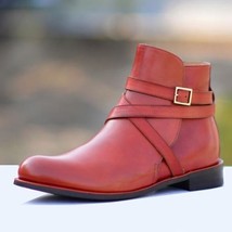 Handmade Men&#39;s Burgundy Leather Jodhpur Boots, Men Ankle Boot, Men Desig... - £128.19 GBP+