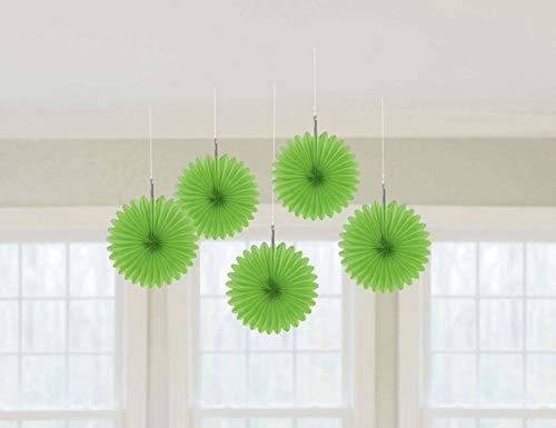 amscan Kiwi Green Mini Hanging Fan, 5 Ct. | Party Decoration - $3.19