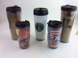 LOT OF STARBUCKS  FIVE Used TUMBLERS With Lids - $19.78
