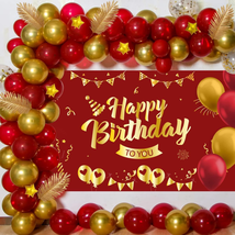 Red Gold Birthday Decorations for Women Men Girls Boys, 84PCS Happy Birthday Bac - £24.37 GBP