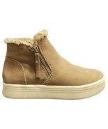 Dolce Vita Sneakers Womens US 6M Brown White Leather Side Zip Faux Fur H... - $46.98 CAD