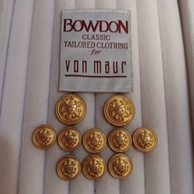Bowdon Gold Blazer Buttons 10 2-Large, 8 Smaller Waterbury - $18.95