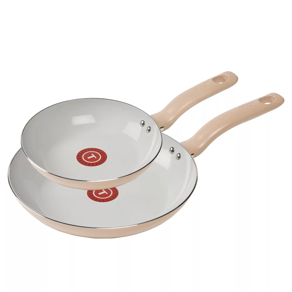 T-Fal 8” and 10.5” Simply Cook Ceramic Fry Pan Set - BEIGE - $88.88 CAD