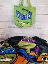 Teenage Mutant Ninja Turtles Leonardo Canvas Bag with Fleece Blanket Nickelodeon - £16.25 GBP