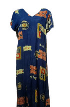 aloha hut Hawaii Geometric Swirl Short Sleeve long Maxi dress Size S - $24.75