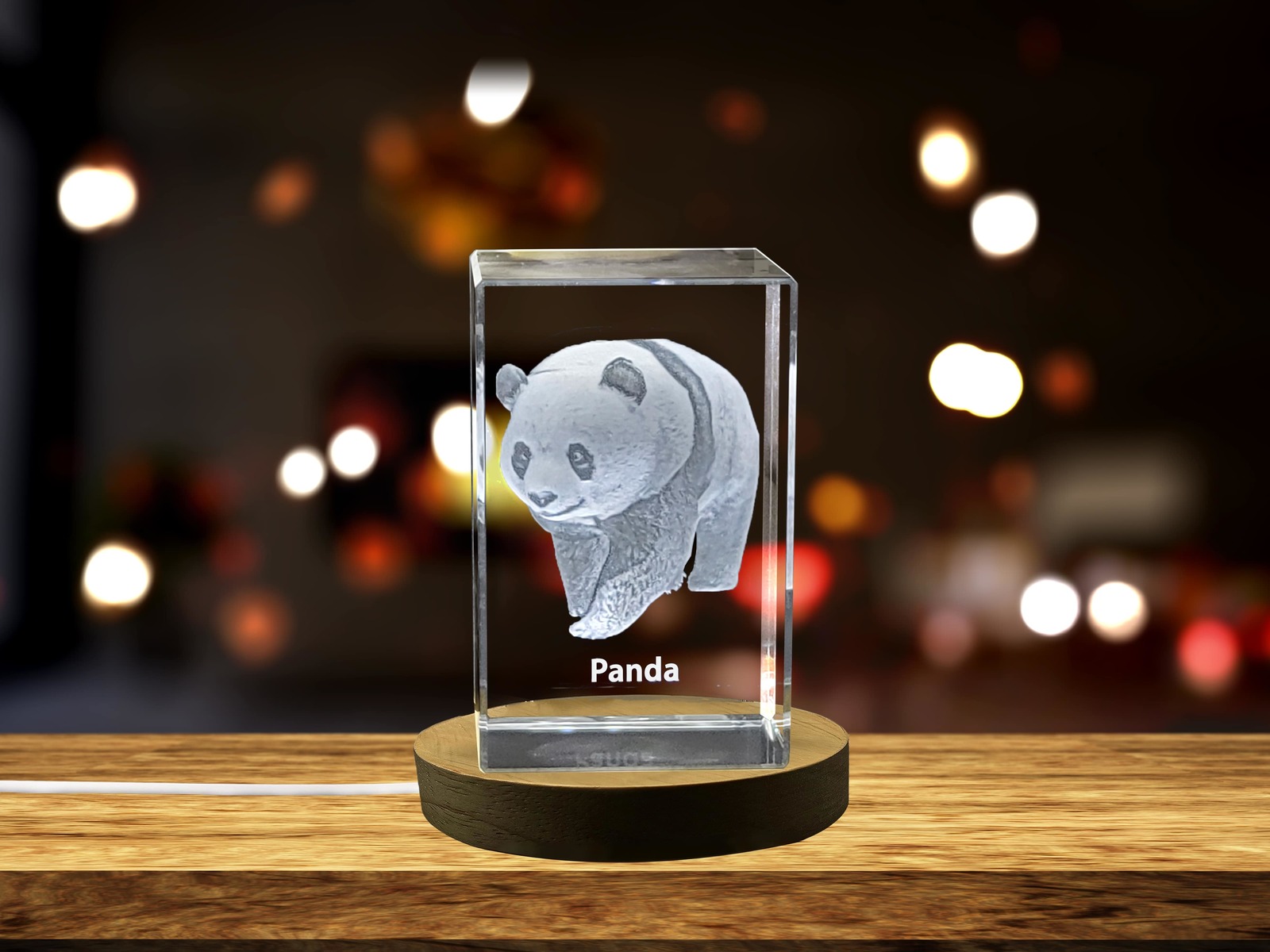 LED Base included | Panda Harmony | 3D Engraved Crystal Keepsake