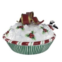 Fitz and Floyd Yuletide Holiday Diving Santa Covered Pie Keeper Dish W/ Box - £119.89 GBP