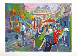 Isaac Maimon Bus Stop Cafe Screen Printing On Paper Friend Landscape Art... - £307.75 GBP