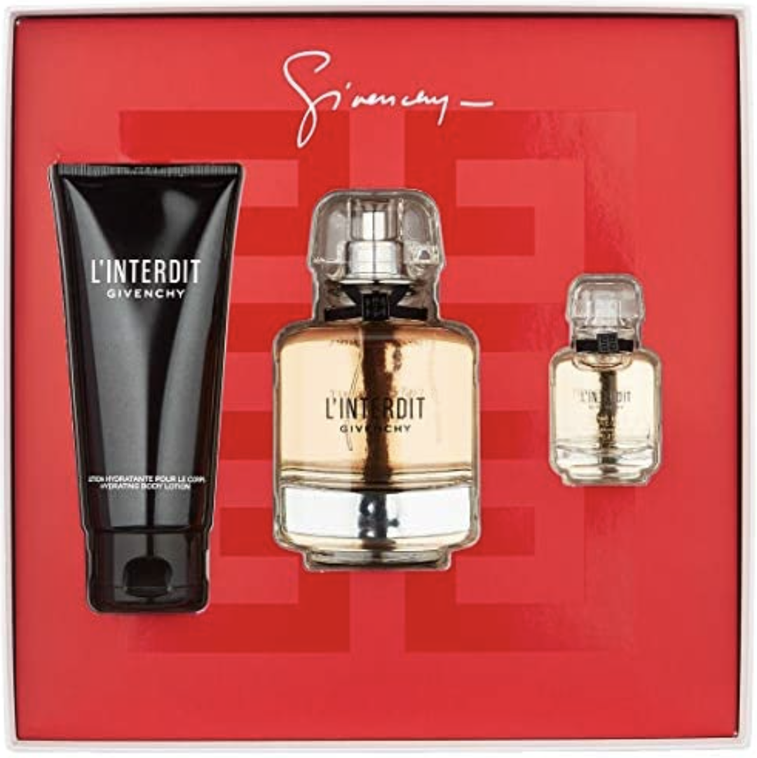 Givenchy L'interdit Perfume 3.4 Oz Eau De Parfum Spray 3 Pcs Gift Set - £159.47 GBP