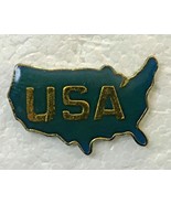 Vintage Blue Enamel USA Map Pin Back - £7.87 GBP