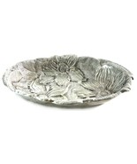 Vintage R.H. Macy Metal Floral Dish Bowl Made In India 11” Long 7.5” Wide - $16.40 CAD