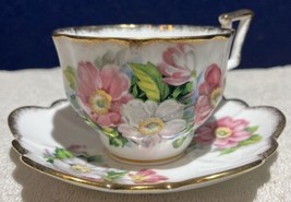 Vintage Salisbury Bone China Floral Flat Cup &amp; Saucer Set 864704 - £19.84 GBP