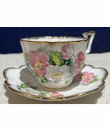 Vintage Salisbury Bone China Floral Flat Cup &amp; Saucer Set 864704 - €21,21 EUR
