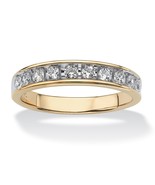 PalmBeach Jewelry Men&#39;s .60 TCW CZ Wedding Ring in 18k Gold-plated Silver - £71.31 GBP