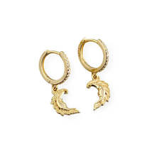 Anyco Earrings Gold Plated Cute Moon Face Gothic Pendant Stud For Women Jewelry - £23.86 GBP