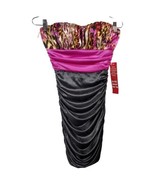 Sexy Evening Dress Pink Black Sleeveless Tiger Cocktail Y2K Mini Short S... - $44.54