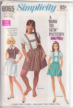 Simplicity Vintage Pattern 8065 Sz 13/14 Yng JR/TEEN Blouse, Skirt 2 Lths Uncut - £3.10 GBP