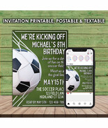 Soccer Invitation & Social Media Template - Party - Editable in Canva  - $11.99