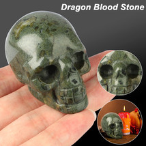 Natural Dragon Blood Stone Quartz Crystal Carved Skull Reiki Healing Figurines - £13.27 GBP