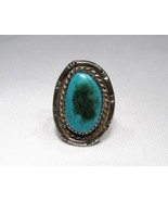 Vintage Blue Green Turquoise Vintage NAVAJO Old Pawn Silver Ring C2035 - £62.57 GBP
